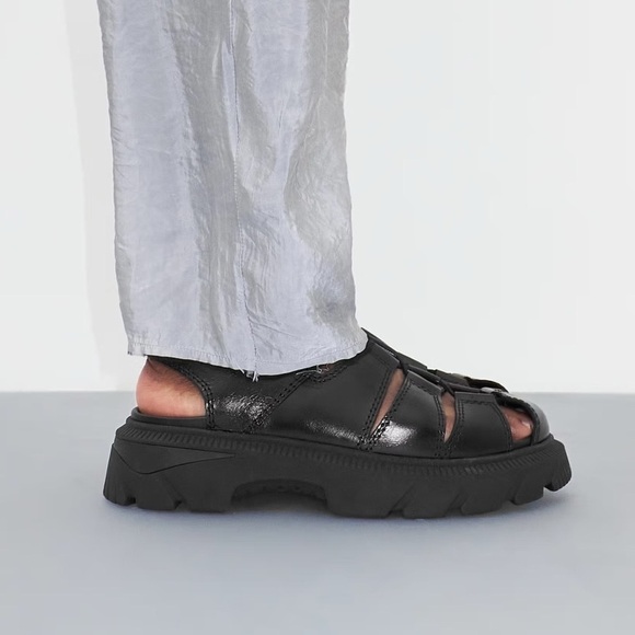 New Miista E8 Eunice Black Leather Platform Sandals Shoes Size US 7.5 / EU 38 - Picture 13 of 14